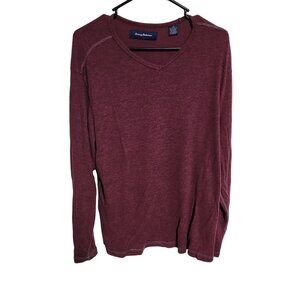 Tommy Bahama Sweater Mens Size Large Holiday Burgundy Long Sleeve Pullover